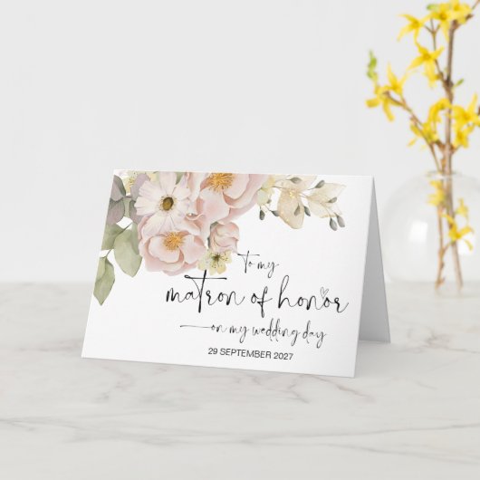Carte À ma Matron d'honneur Mariée de Merci du jour du m (Fleur jaune)