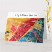 Carte À ma meilleure belle-mère de bonus jamais Art aqua (Fleur jaune)