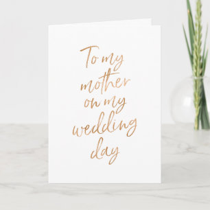 Carte À ma mère le jour de mon mariage Rose dorée élég