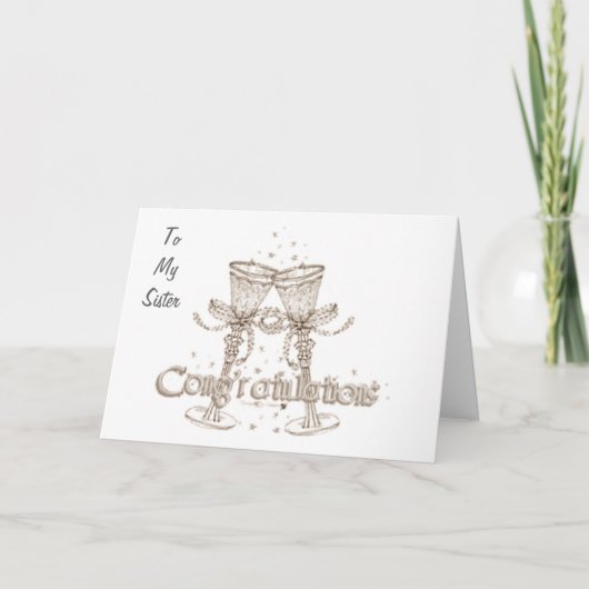 CARTE À MA SOEUR FÉLICITE JOUR DU MARIAGE (Devant)