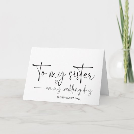 Carte À ma soeur le jour du mariage Merci mariée (Devant)