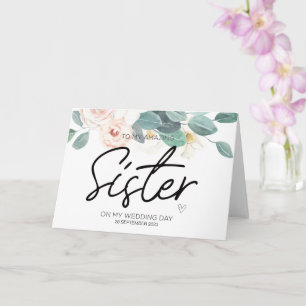 Carte À ma sœur Mariage Merci de la mariée au marié  
