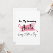 Carte À ma tante incroyable Joyeuse Fête des Mères (Devant/Arrière en situation)