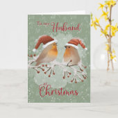 Carte À Mari aux oiseaux de Noël avec chapeaux de Père N (Fleur jaune)