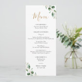 Carte à menu long Mariage simple Eucalyptus Greene (Debout devant)