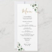 Carte à menu long Mariage simple Eucalyptus Greene (Devant)
