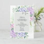 Carte à menu plat - Hydrangeas (Debout devant)