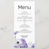 Carte à menu plat Mariage floral violet (Devant)