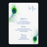 Carte à menu plat Peacock<br><div class="desc">Ce modèle de carte de menu est affiché sur le papier blanc de base avec une belle impression paon. Script et texte standard en bleu. Customisez les éléments du menu à votre place en cliquant sur le bouton customiser, cherchez à droite et trouvez les cases appropriées pour modifier vos informations....</div>