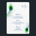 Carte à menu plat Peacock<br><div class="desc">Ce modèle de carte de menu est affiché sur le papier blanc de base avec une belle impression paon. Script et texte standard en bleu. Customisez les éléments du menu à votre place en cliquant sur le bouton customiser, cherchez à droite et trouvez les cases appropriées pour modifier vos informations....</div>