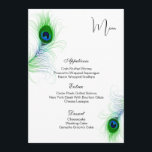 Carte à menu plat Peacock<br><div class="desc">Ce modèle de carte de menu est affiché sur le papier blanc de base avec une belle impression paon. Script et texte standard en noir. Customisez les éléments du menu à votre place en cliquant sur le bouton customiser, cherchez à droite et trouvez les cases appropriées pour modifier vos informations....</div>