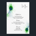 Carte à menu plat Peacock<br><div class="desc">Ce modèle de carte de menu est affiché sur le papier blanc de base avec une belle impression paon. Script et texte standard en noir. Customisez les éléments du menu à votre place en cliquant sur le bouton customiser, cherchez à droite et trouvez les cases appropriées pour modifier vos informations....</div>
