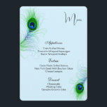 Carte à menu plat Peacock<br><div class="desc">Ce modèle de carte de menu est affiché sur le papier de base avec une belle impression paon. Script et texte standard en noir. Customisez les éléments du menu à votre place en cliquant sur le bouton customiser, cherchez à droite et trouvez les cases appropriées pour modifier vos informations. Je...</div>