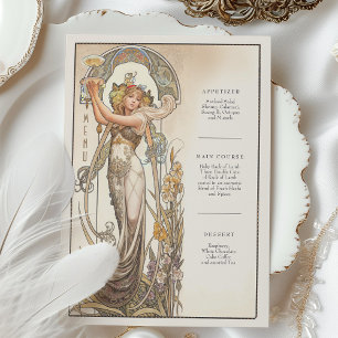 Carte à menu vintage chic Art nouveau Mariage