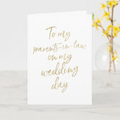 Carte À mes parents en droit sur mon mariage | Or élégan (Fleur jaune)