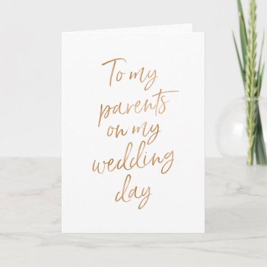Carte À mes parents sur mon mariage | Cuivre élégant (Devant)