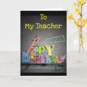 CARTE **A MON ENSEIGNANT** L'ÉCRITURE EST AU MUR ANNIVER (Fleur jaune)