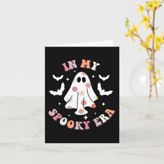 Carte À mon époque effrayante Rétro Groovy Mignon Fantôm (Fleur jaune)