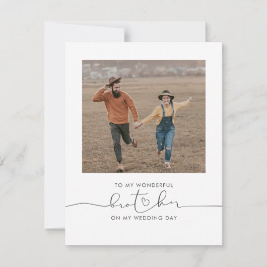 Carte À mon frère le jour de mon mariage mignonne photo (Devant)