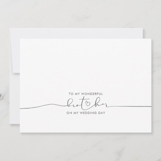 Carte À Mon Frère Mariage Matin Message mignon (Devant)