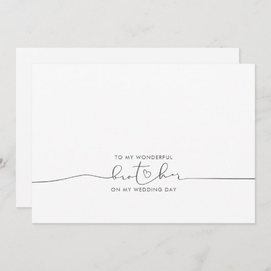 Carte À Mon Frère Mariage Matin Message mignon (Devant / Derrière)