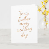 Carte À mon frère sur mon mariage | Rose Gold élégant (Fleur jaune)