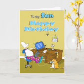 Carte à mon joyeux anniversaire de fils (Fleur jaune)