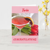 CARTE À MON **TWIN** JE DIS ***FÉLICITATIONS*** (Fleur jaune)