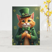 Carte à motif de chat chanceux (Fleur jaune)