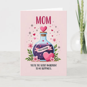 Carte à motif de cœur avec potion d'amour de maman