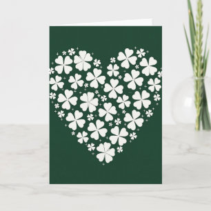 Carte à motif de cœur en trèfle blanc