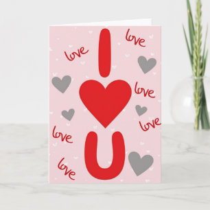 Carte à motif de cœur 'I Love U'