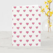 Carte à motif de cœurs roses simples (Fleur jaune)