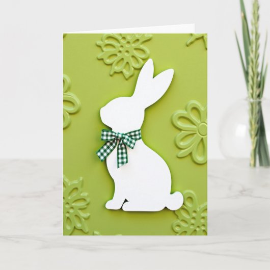 Carte à motif de lapin gingham (Devant)