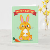 Carte à motif de lapin orange (Fleur jaune)