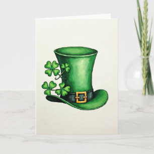 Carte à motif de trèfle et chapeau vert