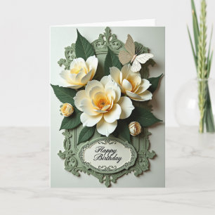 Carte à motif floral filigrané doux