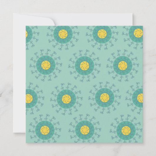 Carte à motif floral jaune et bleu (Devant)