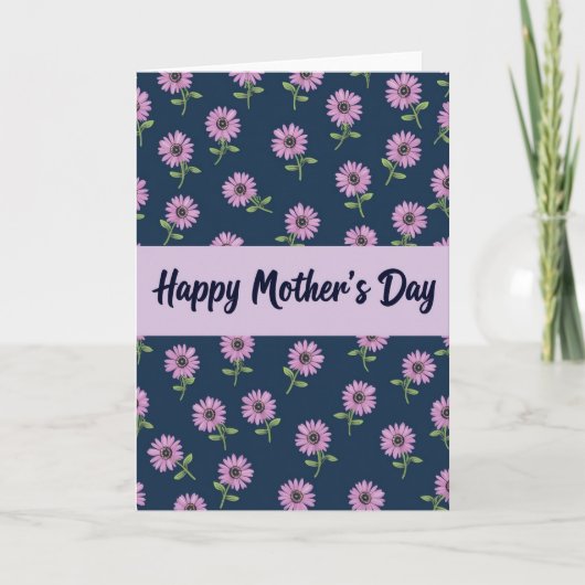 Carte à motif floral marine (Devant)