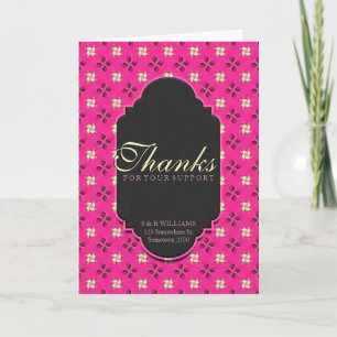 Carte à motif floral Merci pour votre soutien Rose