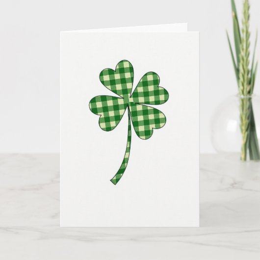 Carte à motif gingham Trèfle Chanceux (Devant)