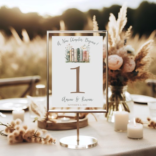 Carte A New Chapter Begins! Wedding Table Number Signs