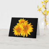 Carte à note noire florale de tournesol (Fleur jaune)