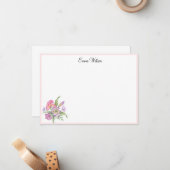 Carte à note personnalisée - Bouquet floral (Devant/Arrière en situation)