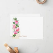 Carte à note personnalisée - pivoines florales (Devant/Arrière en situation)