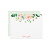 Carte à note plat personnalisée Roses de pêche de  (Devant/Arrière en situation)