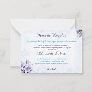 Carte à note plat Quinceañera Lluvia de Sobres