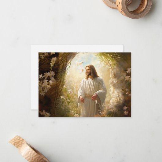 Carte à note plate Jésus (Devant/Arrière en situation)