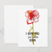 Carte à note plate Rose aquarelle et encre (Devant / Derrière)