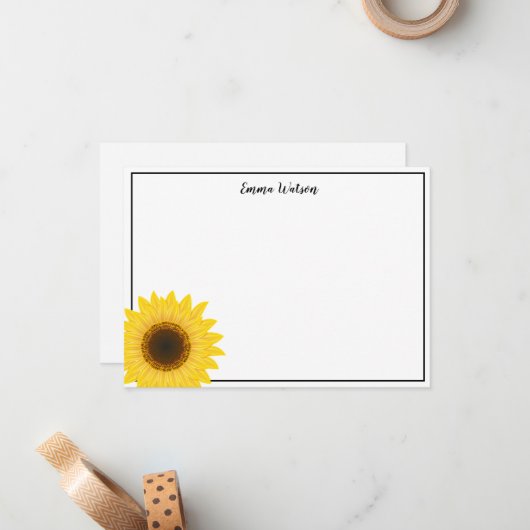 Carte à note plate - tournesol (Devant/Arrière en situation)